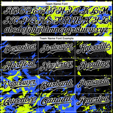 Charger l'image dans la galerie, Custom Black Neon Green Royal-White Splash 3D Pattern Design Bomber Full-Snap Varsity Letterman Hoodie Jacket
