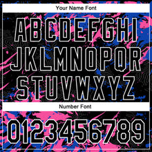 Загрузить изображение в средство просмотра галереи, Custom Black Thunder Blue Pink-White Splash 3D Pattern Design Bomber Full-Snap Varsity Letterman Hoodie Jacket
