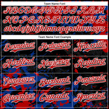 Load image into Gallery viewer, Custom Black Red Royal-White Splash 3D Pattern Design Bomber Full-Snap Varsity Letterman Hoodie Jacket
