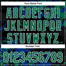 Load image into Gallery viewer, Custom Black Kelly Green Royal-White Splash 3D Pattern Design Bomber Full-Snap Varsity Letterman Hoodie Jacket
