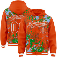 Charger l'image dans la galerie, Custom Orange Light Blue Grass Green-White Splash 3D Pattern Design Bomber Full-Snap Varsity Letterman Hoodie Jacket
