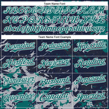 Load image into Gallery viewer, Custom Navy Teal Gray-White Splash 3D Pattern Design Bomber Full-Snap Varsity Letterman Hoodie Jacket
