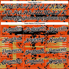 Load image into Gallery viewer, Custom Orange Black Old Gold-White Abstract Fragment Shape 3D Pattern Design Bomber Full-Snap Varsity Letterman Hoodie Jacket
