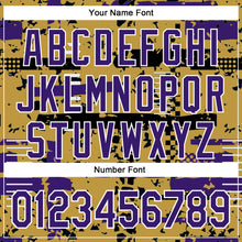 Charger l'image dans la galerie, Custom Old Gold Purple Black-White Abstract Fragment Shape 3D Pattern Design Bomber Full-Snap Varsity Letterman Hoodie Jacket
