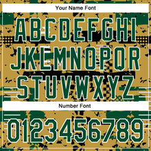 Charger l'image dans la galerie, Custom Old Gold Kelly Green Black-White Abstract Fragment Shape 3D Pattern Design Bomber Full-Snap Varsity Letterman Hoodie Jacket
