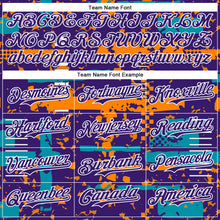 Загрузить изображение в средство просмотра галереи, Custom Purple Teal Bay Orange-White Abstract Fragment Shape 3D Pattern Design Bomber Full-Snap Varsity Letterman Hoodie Jacket
