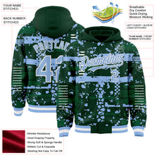 Load image into Gallery viewer, Custom Green Light Blue Kelly Green-White Abstract Fragment Shape 3D Pattern Design Bomber Full-Snap Varsity Letterman Hoodie Jacket
