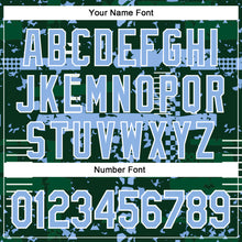 Load image into Gallery viewer, Custom Green Light Blue Kelly Green-White Abstract Fragment Shape 3D Pattern Design Bomber Full-Snap Varsity Letterman Hoodie Jacket
