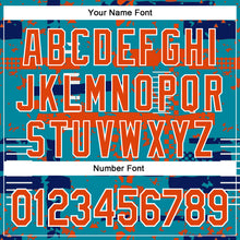 Load image into Gallery viewer, Custom Teal Orange Royal-White Abstract Fragment Shape 3D Pattern Design Bomber Full-Snap Varsity Letterman Hoodie Jacket
