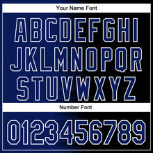 Загрузить изображение в средство просмотра галереи, Custom Royal Black-White Gradient Line Bomber Full-Snap Varsity Letterman Hoodie Jacket
