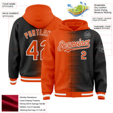 Load image into Gallery viewer, Custom Orange Black-White Gradient Line Bomber Full-Snap Varsity Letterman Hoodie Jacket
