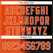 Load image into Gallery viewer, Custom Orange Black-White Gradient Line Bomber Full-Snap Varsity Letterman Hoodie Jacket
