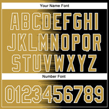 Charger l'image dans la galerie, Custom Old Gold Black-White Gradient Line Bomber Full-Snap Varsity Letterman Hoodie Jacket
