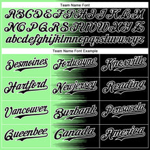 Charger l'image dans la galerie, Custom Pea Green Black-White Gradient Line Bomber Full-Snap Varsity Letterman Hoodie Jacket
