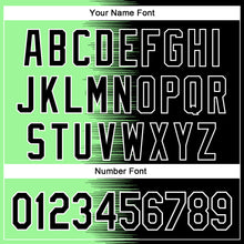 Charger l'image dans la galerie, Custom Pea Green Black-White Gradient Line Bomber Full-Snap Varsity Letterman Hoodie Jacket
