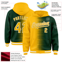 Charger l'image dans la galerie, Custom Gold Green-White Gradient Line Bomber Full-Snap Varsity Letterman Hoodie Jacket
