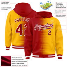 Load image into Gallery viewer, Custom Red Gold-White Gradient Line Bomber Full-Snap Varsity Letterman Hoodie Jacket

