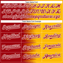 Load image into Gallery viewer, Custom Red Gold-White Gradient Line Bomber Full-Snap Varsity Letterman Hoodie Jacket
