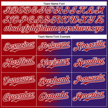 Load image into Gallery viewer, Custom Red Purple-White Gradient Line Bomber Full-Snap Varsity Letterman Hoodie Jacket
