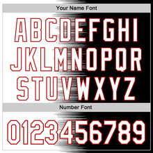 Load image into Gallery viewer, Custom White Black-Red Gradient Line Bomber Full-Snap Varsity Letterman Hoodie Jacket
