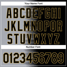 Загрузить изображение в средство просмотра галереи, Custom Gray Black-Old Gold Gradient Line Bomber Full-Snap Varsity Letterman Hoodie Jacket
