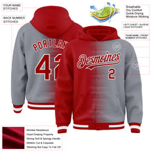 Load image into Gallery viewer, Custom Red Gray-White Gradient Line Bomber Full-Snap Varsity Letterman Hoodie Jacket
