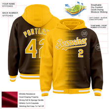 Charger l'image dans la galerie, Custom Gold Brown-White Gradient Line Bomber Full-Snap Varsity Letterman Hoodie Jacket
