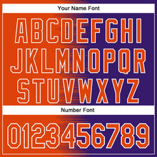 Load image into Gallery viewer, Custom Orange Purple-White Gradient Line Bomber Full-Snap Varsity Letterman Hoodie Jacket
