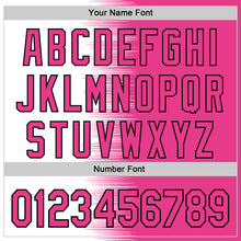 Load image into Gallery viewer, Custom White Pink-Black Gradient Line Bomber Full-Snap Varsity Letterman Hoodie Jacket
