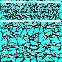 Load image into Gallery viewer, Custom Aqua Black-White Abstract Network 3D Pattern Design Bomber Full-Snap Varsity Letterman Hoodie Jacket
