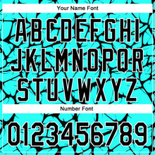 Load image into Gallery viewer, Custom Aqua Black-White Abstract Network 3D Pattern Design Bomber Full-Snap Varsity Letterman Hoodie Jacket
