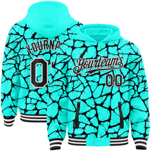 Load image into Gallery viewer, Custom Aqua Black-White Abstract Network 3D Pattern Design Bomber Full-Snap Varsity Letterman Hoodie Jacket
