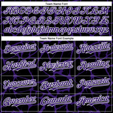 Load image into Gallery viewer, Custom Black Purple-White Abstract Network 3D Pattern Design Bomber Full-Snap Varsity Letterman Hoodie Jacket
