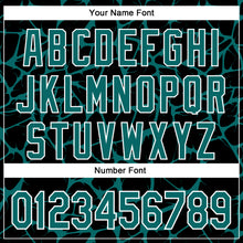 Загрузить изображение в средство просмотра галереи, Custom Black Teal-White Abstract Network 3D Pattern Design Bomber Full-Snap Varsity Letterman Hoodie Jacket
