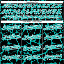 Charger l'image dans la galerie, Custom Black Aqua-White Abstract Network 3D Pattern Design Bomber Full-Snap Varsity Letterman Hoodie Jacket
