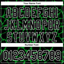 Charger l'image dans la galerie, Custom Black Grass Green-White Abstract Network 3D Pattern Design Bomber Full-Snap Varsity Letterman Hoodie Jacket
