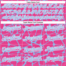 Charger l'image dans la galerie, Custom Pink Light Blue-White Abstract Network 3D Pattern Design Bomber Full-Snap Varsity Letterman Hoodie Jacket
