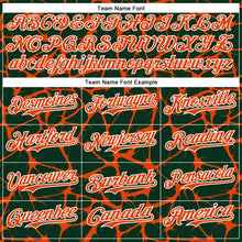 Load image into Gallery viewer, Custom Green Orange-White Abstract Network 3D Pattern Design Bomber Full-Snap Varsity Letterman Hoodie Jacket
