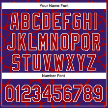 Charger l'image dans la galerie, Custom Purple Red-White Abstract Network 3D Pattern Design Bomber Full-Snap Varsity Letterman Hoodie Jacket
