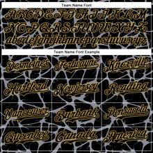 Charger l'image dans la galerie, Custom Black Gray-Old Gold Abstract Network 3D Pattern Design Bomber Full-Snap Varsity Letterman Hoodie Jacket

