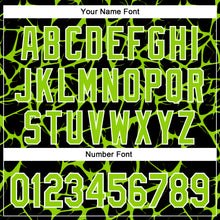 Charger l'image dans la galerie, Custom Black Neon Green-White Abstract Network 3D Pattern Design Bomber Full-Snap Varsity Letterman Hoodie Jacket
