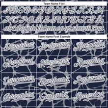 Load image into Gallery viewer, Custom Navy Gray-White Abstract Network 3D Pattern Design Bomber Full-Snap Varsity Letterman Hoodie Jacket
