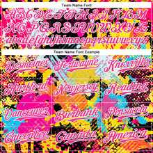 Load image into Gallery viewer, Custom Graffiti Pattern Pink Black-White Splash Bomber Full-Snap Varsity Letterman Hoodie Jacket
