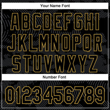 Load image into Gallery viewer, Custom Black Gray-Old Gold Curve Lines 3D Pattern Design Bomber Full-Snap Varsity Letterman Hoodie Jacket
