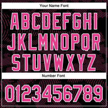 Load image into Gallery viewer, Custom Black Pink-White Curve Lines 3D Pattern Design Bomber Full-Snap Varsity Letterman Hoodie Jacket
