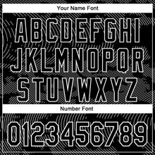 Load image into Gallery viewer, Custom Black White Curve Lines 3D Pattern Design Bomber Full-Snap Varsity Letterman Hoodie Jacket
