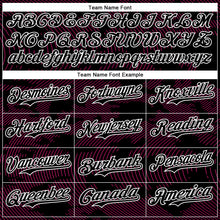 Load image into Gallery viewer, Custom Black Hot Pink-White Curve Lines 3D Pattern Design Bomber Full-Snap Varsity Letterman Hoodie Jacket
