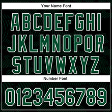 Load image into Gallery viewer, Custom Black Kelly Green-White Curve Lines 3D Pattern Design Bomber Full-Snap Varsity Letterman Hoodie Jacket
