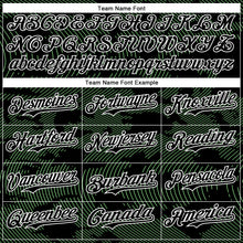 Load image into Gallery viewer, Custom Black Pea Green-White Curve Lines 3D Pattern Design Bomber Full-Snap Varsity Letterman Hoodie Jacket
