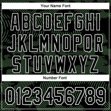 Load image into Gallery viewer, Custom Black Pea Green-White Curve Lines 3D Pattern Design Bomber Full-Snap Varsity Letterman Hoodie Jacket
